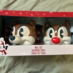 Disney Festive Chip and Dale Mug Set - Red and Brown